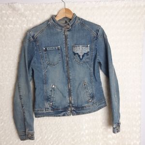 Yuka Jeans frosted Jean Jacket size Medium
